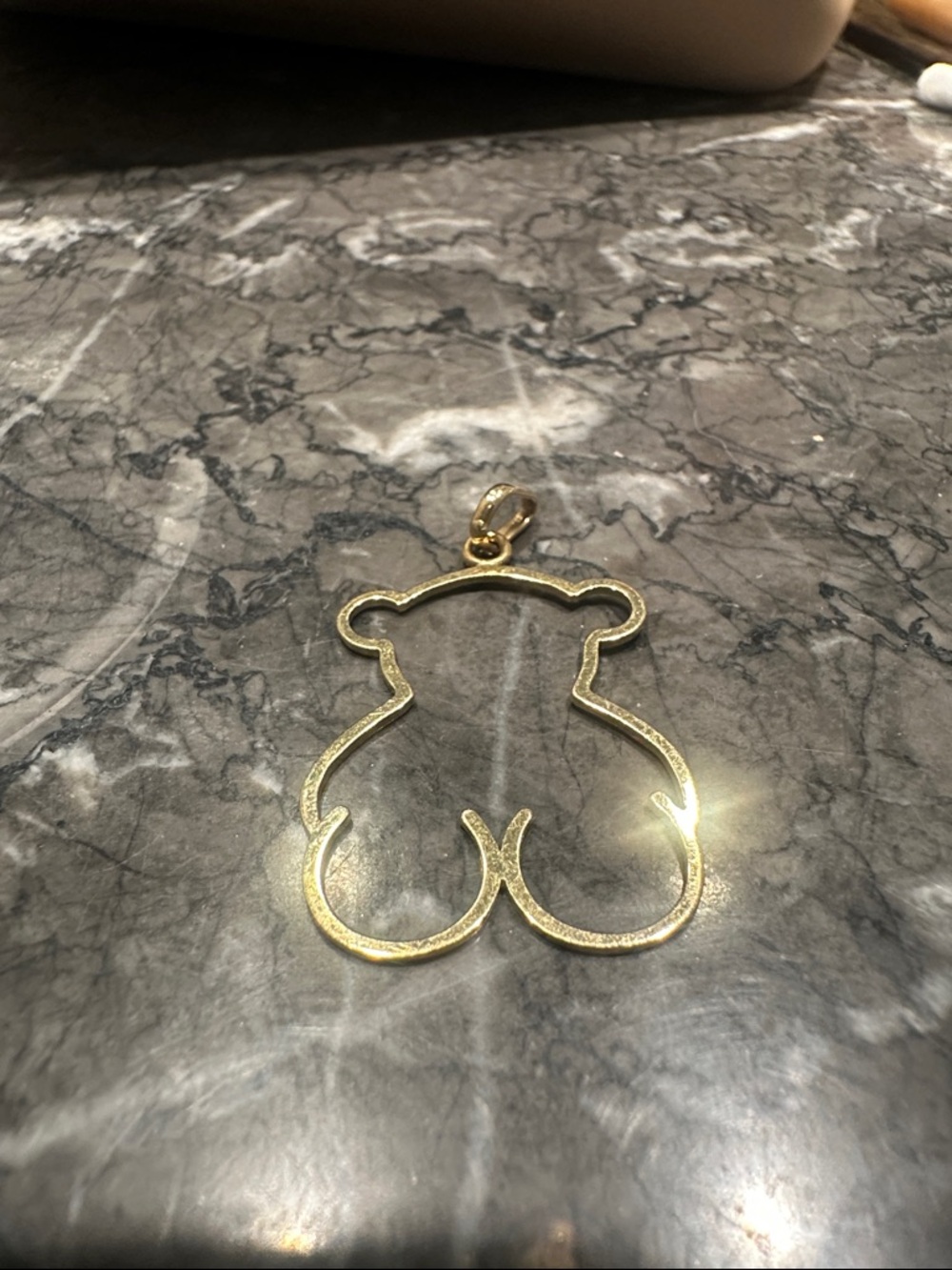 Gold Tone Teddy Bear Outline Pendant